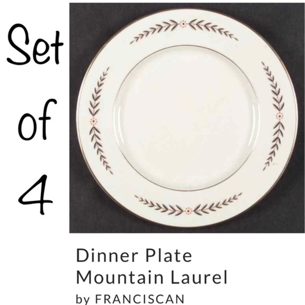 Set Of 4 Franciscan Pottery Mountain Laurel Plates